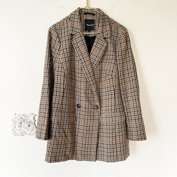 Madewell Dorset Blazer in Tan Coster Plaid 1X - Picture 4 of 11